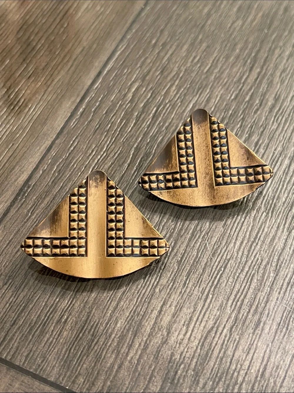 Vintage Geometric Triangle Wedge-Shaped Statement Earrings